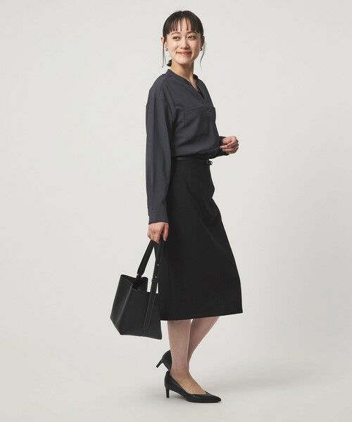 green label relaxing / グリーンレーベル リラクシング ミニ・ひざ丈スカート | ダブルクロス タイト スカート ウォッシャブル ストレッチ | 詳細3