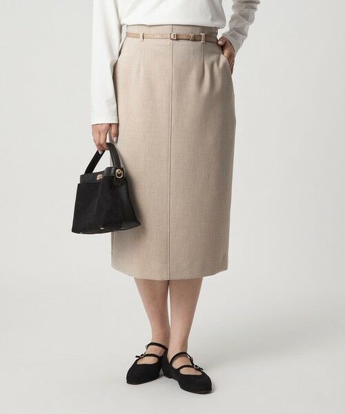 green label relaxing / グリーンレーベル リラクシング ミニ・ひざ丈スカート | ダブルクロス タイト スカート ウォッシャブル ストレッチ | 詳細12