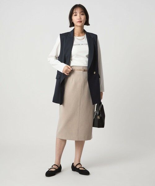 green label relaxing / グリーンレーベル リラクシング ミニ・ひざ丈スカート | ダブルクロス タイト スカート ウォッシャブル ストレッチ | 詳細13