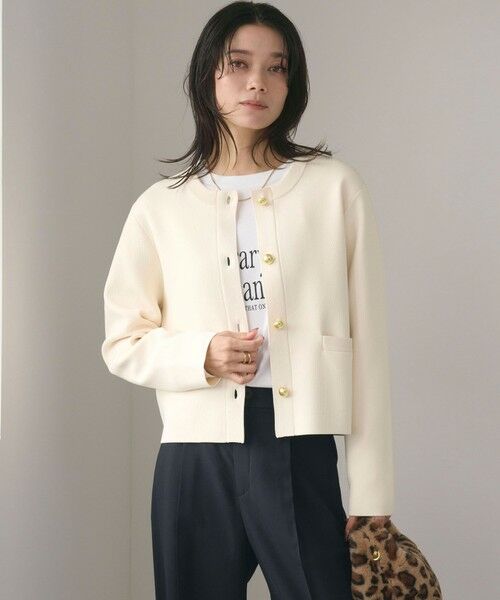 green label relaxing / グリーンレーベル リラクシング カーディガン・ボレロ | フォルム ゴールドカラーボタン ニット カーディガン ウォッシャブル | 詳細2