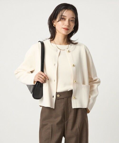 green label relaxing/グリーンレーベル リラクシング フォルム ゴールドボタン ニット カーディガン -ウォッシャブル- OFF WHITE FREE green label relaxing/グリーンレーベル リラクシング フォルム ゴールドボタン ニット カーディガン -ウォッシャブル- OFF WHITE FREE
