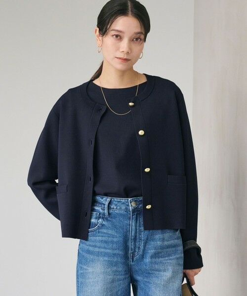 green label relaxing / グリーンレーベル リラクシング カーディガン・ボレロ | フォルム ゴールドカラーボタン ニット カーディガン ウォッシャブル | 詳細18