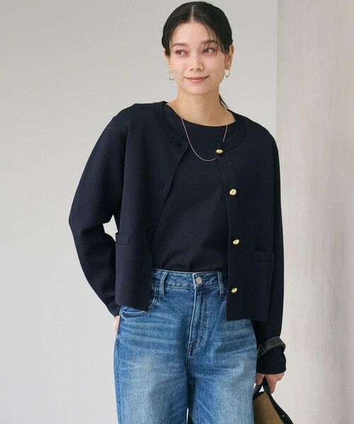 green label relaxing / グリーンレーベル リラクシング カーディガン・ボレロ | フォルム ゴールドカラーボタン ニット カーディガン ウォッシャブル | 詳細19