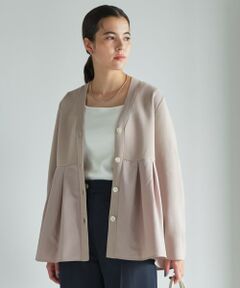 green label relaxing / グリーンレーベル リラクシング カーディガン・ボレロ | ドッキング ペプラム Vネック ニット カーディガン -ウォッシャブル-