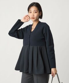 green label relaxing / グリーンレーベル リラクシング カーディガン・ボレロ | ドッキング ペプラム Vネック ニット カーディガン -ウォッシャブル-