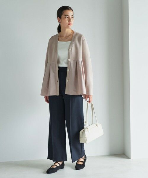 green label relaxing / グリーンレーベル リラクシング カーディガン・ボレロ | ドッキング ペプラム Vネック ニット カーディガン -ウォッシャブル- | 詳細1