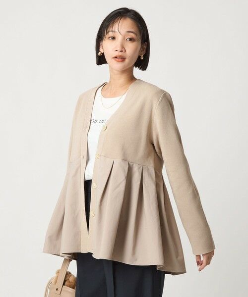 green label relaxing / グリーンレーベル リラクシング カーディガン・ボレロ | ドッキング ペプラム Vネック ニット カーディガン -ウォッシャブル- | 詳細6