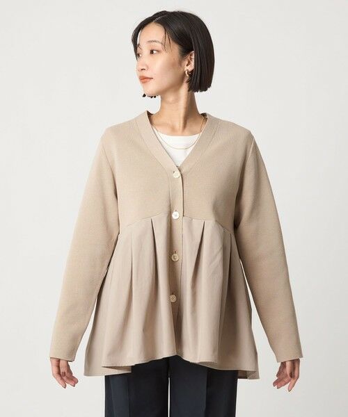 green label relaxing / グリーンレーベル リラクシング カーディガン・ボレロ | ドッキング ペプラム Vネック ニット カーディガン -ウォッシャブル- | 詳細10