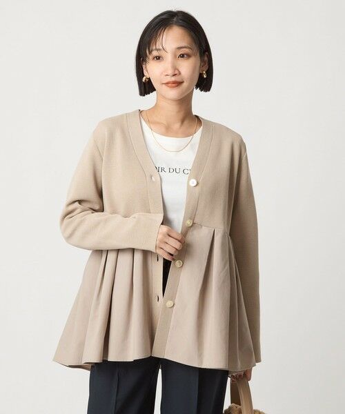 green label relaxing / グリーンレーベル リラクシング カーディガン・ボレロ | ドッキング ペプラム Vネック ニット カーディガン -ウォッシャブル- | 詳細5