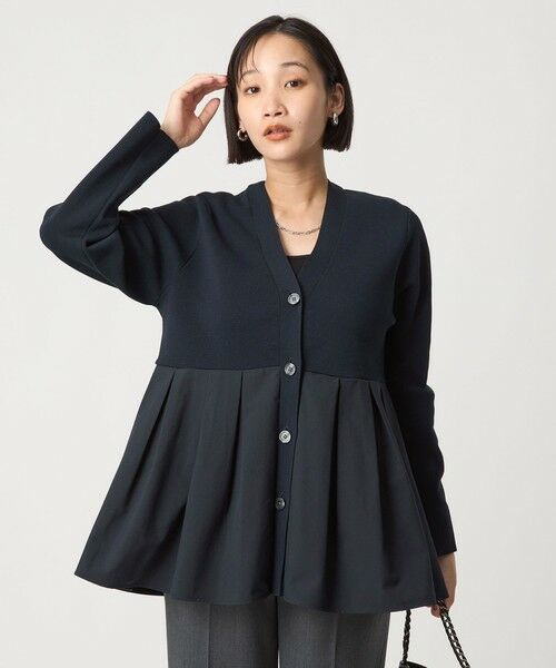 green label relaxing / グリーンレーベル リラクシング カーディガン・ボレロ | ドッキング ペプラム Vネック ニット カーディガン -ウォッシャブル- | 詳細18