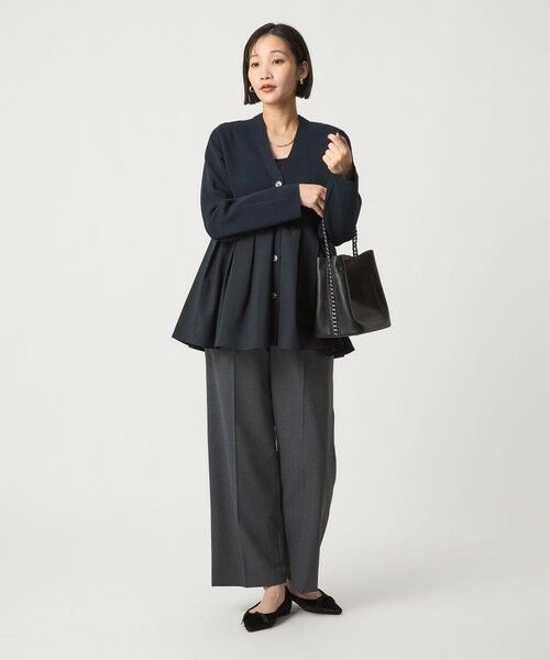 green label relaxing / グリーンレーベル リラクシング カーディガン・ボレロ | ドッキング ペプラム Vネック ニット カーディガン -ウォッシャブル- | 詳細20