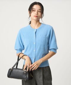 green label relaxing / グリーンレーベル リラクシング カーディガン・ボレロ | フラッフフェザー ショートスリーブ ニット カーディガン -ウォッシャブル-