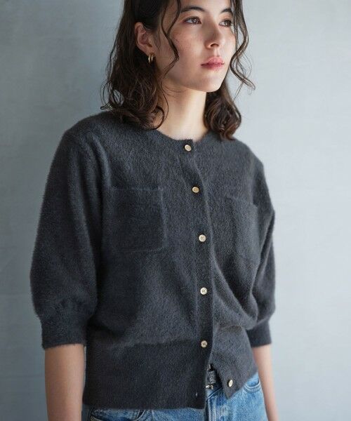 green label relaxing / グリーンレーベル リラクシング カーディガン・ボレロ | フラッフフェザー ショートスリーブ ニット カーディガン -ウォッシャブル- | 詳細5