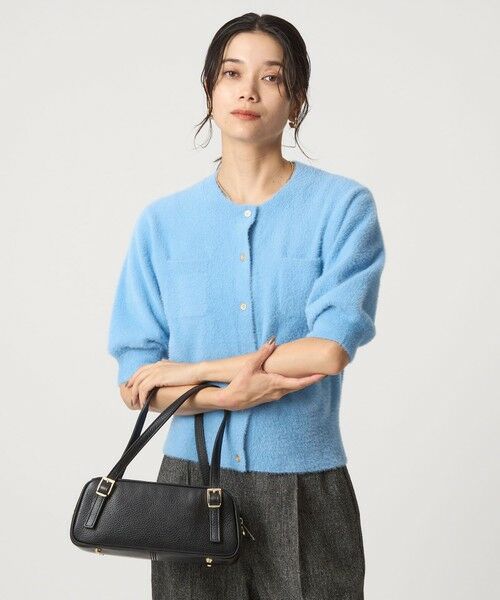 ブルーレーベルニットカーディガン セール】 フラッフフェザー ショートスリーブ ニット カーディガン