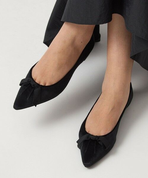 green label relaxing / グリーンレーベル リラクシング パンプス | ポインテッド タックリボン フラットシューズ 撥水 | 詳細1