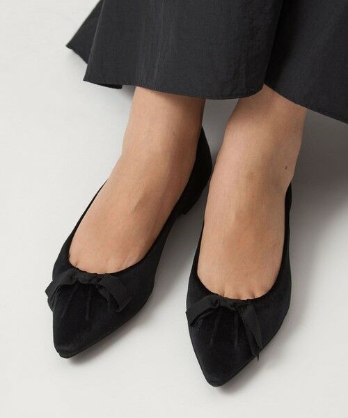 green label relaxing / グリーンレーベル リラクシング パンプス | ポインテッド タックリボン フラットシューズ 撥水 | 詳細2