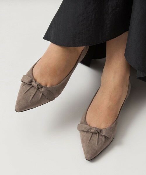 green label relaxing/グリーンレーベル リラクシング ポインテッド タックリボン フラットシューズ 撥水 MOCA 23cm