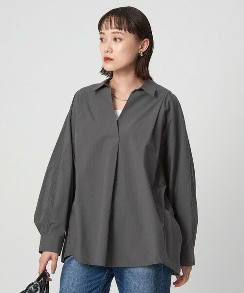 green label relaxing / グリーンレーベル リラクシング シャツ・ブラウス | スキッパー ドルマン シャツ(DK.GRAY)
