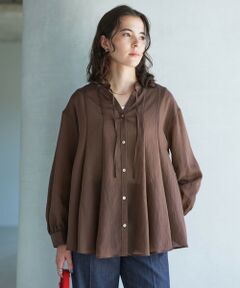 グリーンレーベルリラクシング　レディース　ダークグレー ブラウス　半袖　フリー green label relaxing（グリーンレーベルリラクシング）の「袖