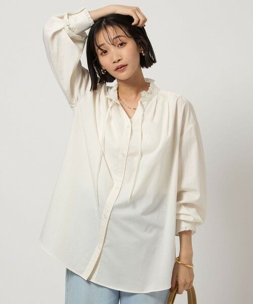 green label relaxing / グリーンレーベル リラクシング シャツ・ブラウス | ［size SHORTあり］フリルネック ブラウス | 詳細1