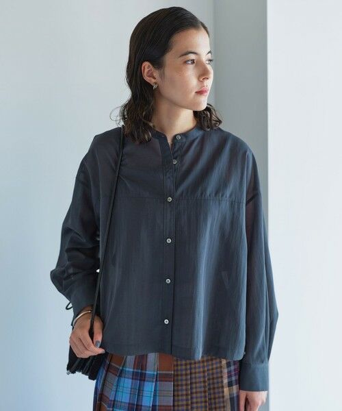 green label relaxing / グリーンレーベル リラクシング シャツ・ブラウス | ソモウライク シアー バンドカラー シャツ | 詳細1