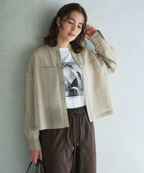 green label relaxing / グリーンレーベル リラクシング シャツ・ブラウス | ソモウライク シアー バンドカラー シャツ | 詳細10