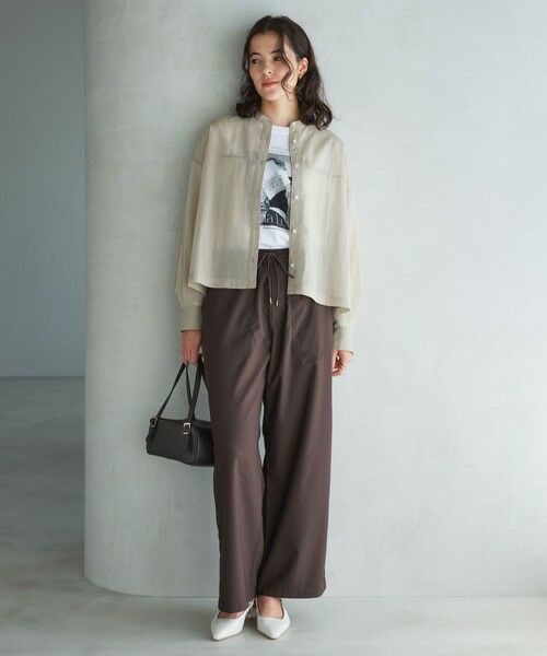 green label relaxing / グリーンレーベル リラクシング シャツ・ブラウス | ソモウライク シアー バンドカラー シャツ | 詳細13