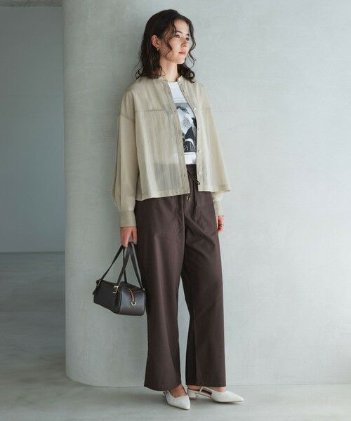 green label relaxing / グリーンレーベル リラクシング シャツ・ブラウス | ソモウライク シアー バンドカラー シャツ | 詳細14