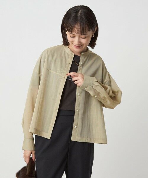 green label relaxing / グリーンレーベル リラクシング シャツ・ブラウス | ソモウライク シアー バンドカラー シャツ | 詳細15