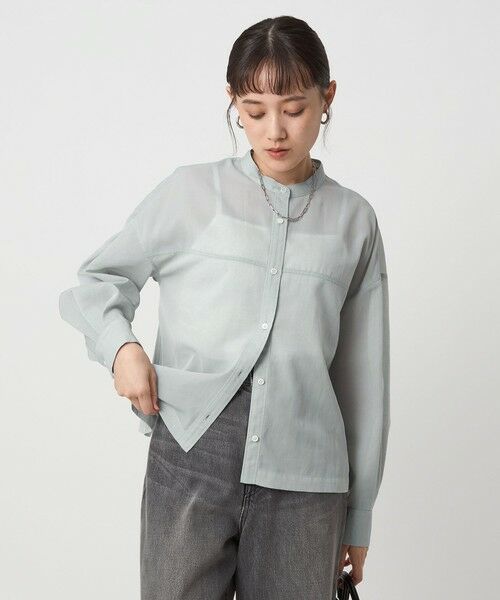 green label relaxing / グリーンレーベル リラクシング シャツ・ブラウス | ソモウライク シアー バンドカラー シャツ | 詳細21