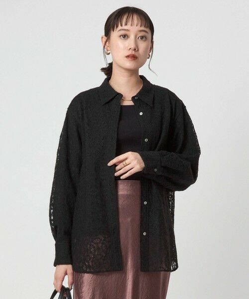 green label relaxing/グリーンレーベル リラクシング シアー レース シャツ BLACK FREE green label relaxing/グリーンレーベル リラクシング シアー レース シャツ BLACK FREE