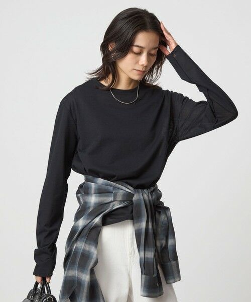 green label relaxing / グリーンレーベル リラクシング カットソー | シアー ロングスリーブ Tシャツ | 詳細12