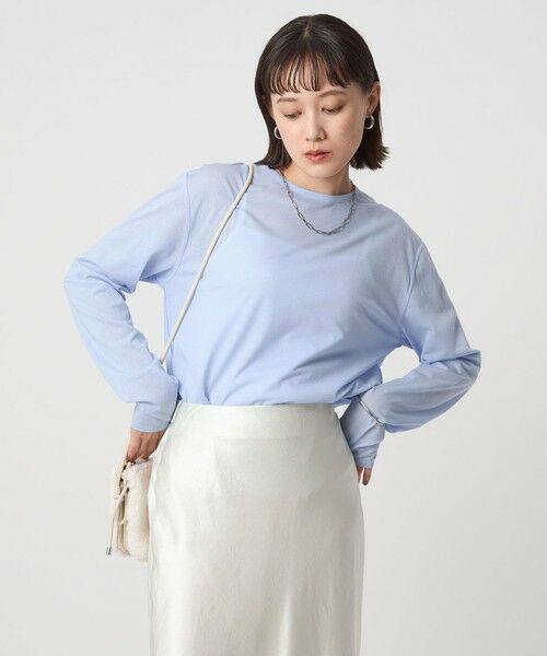 green label relaxing / グリーンレーベル リラクシング カットソー | シアー ロングスリーブ Tシャツ(LT.BLUE)