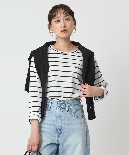 green label relaxing / グリーンレーベル リラクシング カットソー | ＜To b. by agnes b.コラボ＞ロゴ ロングスリーブ Tシャツ ボーダー | 詳細1