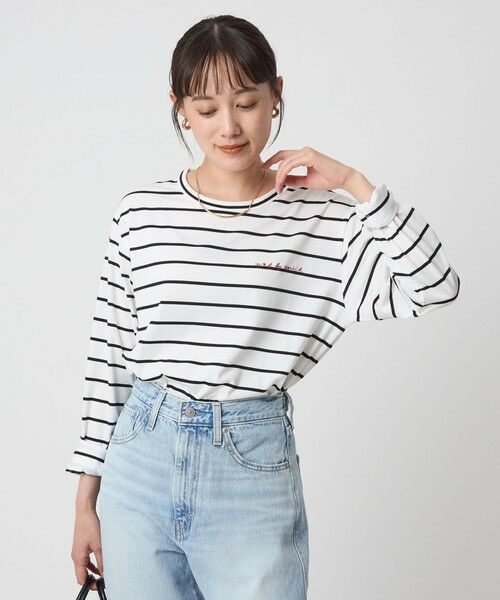 green label relaxing / グリーンレーベル リラクシング カットソー | ＜To b. by agnes b.コラボ＞ロゴ ロングスリーブ Tシャツ ボーダー | 詳細3