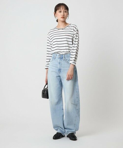 green label relaxing / グリーンレーベル リラクシング カットソー | ＜To b. by agnes b.コラボ＞ロゴ ロングスリーブ Tシャツ ボーダー | 詳細4