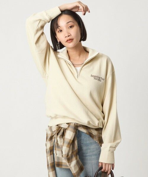 green label relaxing/グリーンレーベル リラクシング ミュージアム ロゴ ハーフジップ プルオーバー NATURAL FREE green label relaxing/グリーンレーベル リラクシング ミュージアム ロゴ ハーフジップ プルオーバー NATURAL FREE