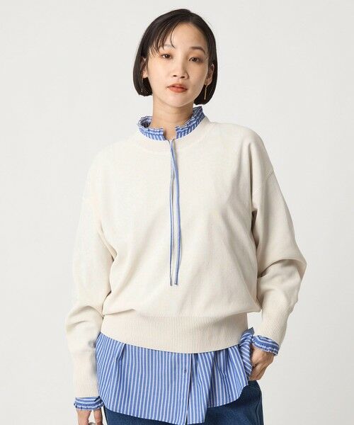 green label relaxing/グリーンレーベル リラクシング パフニット プルオーバー ウォッシャブル OFF WHITE FREE