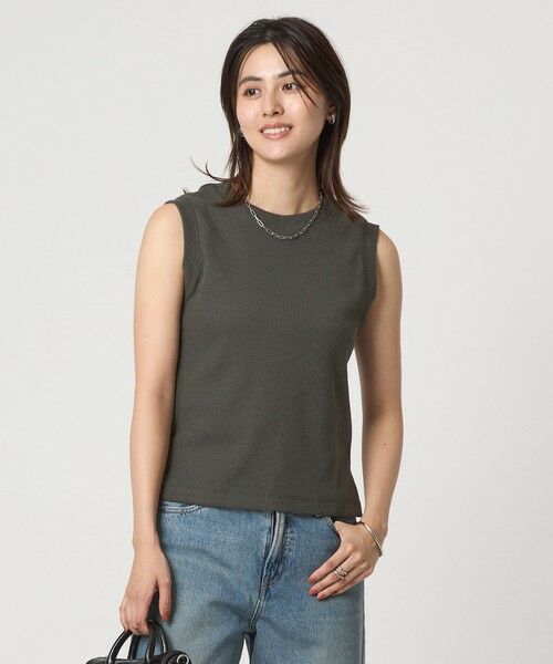 green label relaxing / グリーンレーベル リラクシング カットソー | メランジ ブークレ ノースリーブ プルオーバー | 詳細1