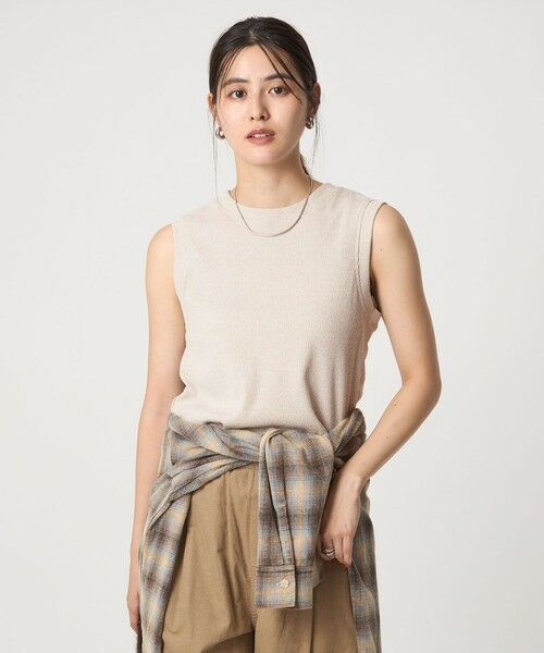 green label relaxing / グリーンレーベル リラクシング カットソー | メランジ ブークレ ノースリーブ プルオーバー | 詳細8