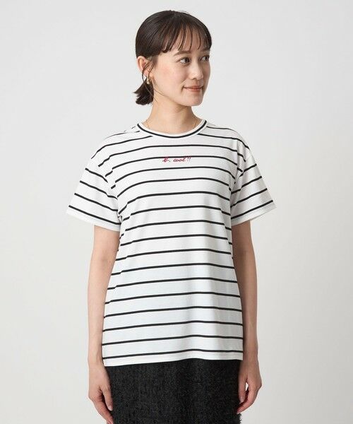 green label relaxing / グリーンレーベル リラクシング Tシャツ | ＜To b. by agnes b.コラボ＞ロゴ ショートスリーブ Tシャツ ボーダー | 詳細6