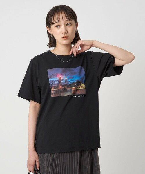 green label relaxing/グリーンレーベル リラクシング <To b. by agnes b.コラボ>フォト ショートスリーブ Tシャツ BLACK FREE green label relaxing/グリーンレーベル リラクシング <To b. by agnes b.コラボ>フォト ショートスリーブ Tシャツ BLACK FREE