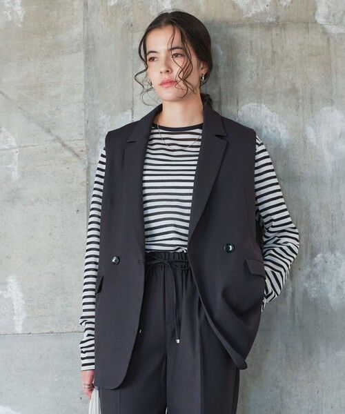 green label relaxing/グリーンレーベル リラクシング ツイードライク ジレ マシンウォッシャブル 帯電防止 DK. GRAY FREE green label relaxing/グリーンレーベル リラクシング ツイードライク ジレ マシンウォッシャブル 帯電防止 DK. GRAY FREE