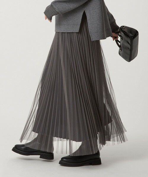 green label relaxing / グリーンレーベル リラクシング ロング・マキシ丈スカート | ［size SHORT/TALLあり］2WAY チュール プリーツ スカート | 詳細13