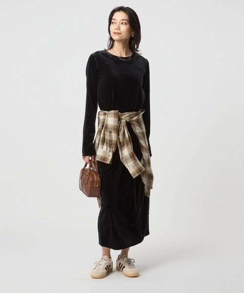 green label relaxing / グリーンレーベル リラクシング ロング・マキシ丈ワンピース | ベロア ワンピース | 詳細1