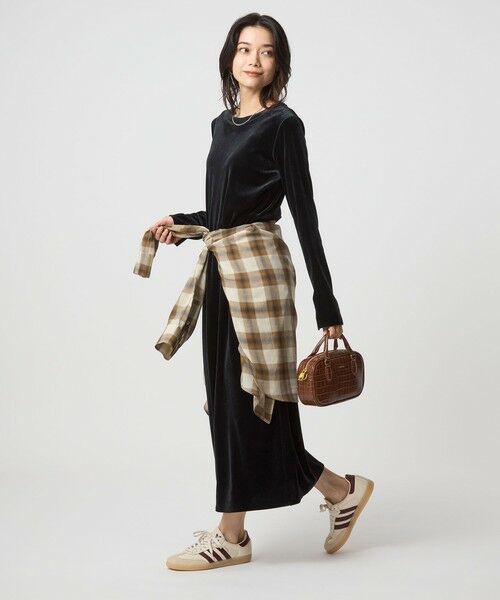 green label relaxing/グリーンレーベル リラクシング ベロア ワンピース BLACK FREE