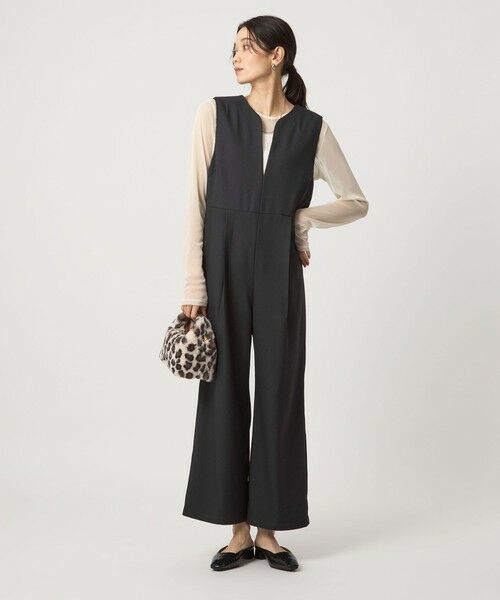 green label relaxing / グリーンレーベル リラクシング サロペット・オールインワン | ［size SHORT/TALLあり］ツイードライク キーネック オールインワン | 詳細2