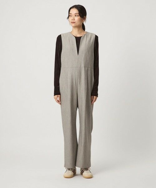 green label relaxing / グリーンレーベル リラクシング サロペット・オールインワン | ［size SHORT/TALLあり］ツイードライク キーネック オールインワン | 詳細16
