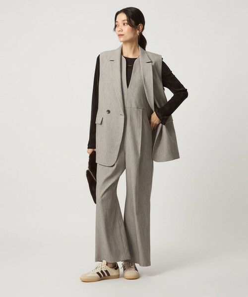 green label relaxing / グリーンレーベル リラクシング サロペット・オールインワン | ［size SHORT/TALLあり］ツイードライク キーネック オールインワン | 詳細10