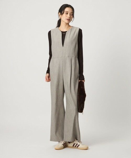 green label relaxing / グリーンレーベル リラクシング サロペット・オールインワン | ［size SHORT/TALLあり］ツイードライク キーネック オールインワン | 詳細11